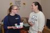 09/265/14 - Melody Kramer, senior nursing major, talks with RA Megan Jay, senior nursing major, at Residence Life's Progressive Snacking.
