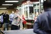 01/8/15 - Students gather to watch a Brandon Sickling, junior music education major, and other students playing in a ping pong tournament in the Bowld Student Commons over J-term.