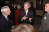 Former U.S. Congressman and current Union faculty member Ed Bryant (center) converses with Union friend Bob Hundley (left) and junior political science major Clayton Sanderson (right) at the 2004 Scholarship Banquet. - Photo by Lindsay Stavish