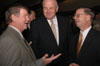 Union Board of Regents member George Atwood (left) talks with Union Trustee Skip Parvin (center) and Union's former Senior Vice President for Institutional Advancement Bob Alsobrook at the 2004 Scholarship Banquet. - Photo by Lindsay Stavish