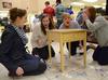 03/62/15 - Melody Curtis, Jenny Sanders, Bre Clendenin and Allison Floyd participate in a station during Residence Life's Minute to Win it event in the McAfee Commons.