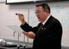 Charles Baldwin, chemistry and pre-medical studies professor, teaches his organic chemistry class hoping to instill in his students the great work ethic that he lives his life by. - Photo by Lauren Crane