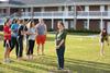 04/117/15 - Students participate in a game where one member of a team must toss three hula hoops onto a teammate during Field Day hosted by Residence Life. 