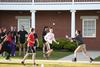 04/117/15 - A team of students does a balloon toss relay during Residence LIfe's Field Day event. 