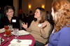 Education professor Dottie Myatt (left) talks with junior Megan Donnelly and senior Lindsay McBride at a Leading U conference. - Photo by Lindsay Stavish