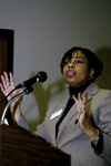 Director of career services Jacqueline Taylor introduced the upcoming speakers at the fourth annual Career University. - Photo by Kathleen Murray