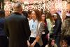 12/341/17 - Mattanah DeWitt, journalism major, talks with Dub Oliver, president of the university, at the Christmas with the Olivers event. 