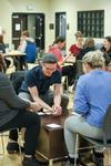 01/9/18 - Joseph Wunrow, junior music major, plays in the Residence Life Bunco tournament during January term. 