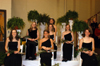 In addition to the queen, Lauren Oldham, a senior marketing major from Martin, Tenn., the 2005 Homecoming Court consisted of (front row) junior Brooke Fowler, a biology major from Jackson, Tenn.; sophomore Steffanie Grisham, a psychology and family studies major from Bartlett, Tenn.; freshman Rebekah Bothwell, a psychology major from Paw Paw, Mich.; (second row) senior Kristin Ulmer, a December graduate in public relations from Old Hickory, Tenn.; senior Lindsey Grace Brown, a learning foundations major from Olive Branch, Miss.; and senior Katie Murphy, a Christian studies major from Humboldt, Tenn. - Photo by Morris Abernathy