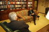 03/8/05 - Union Forum speaker Clarence Page visits with President Dockery shortly after arriving on campus.