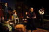 Senior Ashley Mitchell played the part of Joy Gresham in the theatre's production of <i>Shadowlands</i>. Also pictured are (left to right), Jeremy Parker, Kyle Rains, Josh Wilkinson, Jared New, and Nic Pfost. - Photo by Morris Abernathy