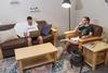 07/194/21 - Zane Lancaster and Caleb Simpson lounge in the common area of a Union dorm room.