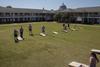 09/268/21 - Students and their families enjoy a game of corn hole during Family Weekend.