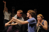 Michael Keiffer, Josh Wilkinson & Alaina Kraus act up during Alpha Psi Omega’s first annual improv night held in W.D. Powell Theatre. - Photo by Amanda Herron