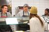 12/346/22 - Staff Members Gage Gwartney and Joe Ball serve students a late-night breakfast during the bi-annual Food For Finals event.