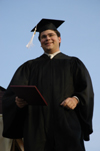Broadcasting graduate Jonathan Yorkowitz beams after receiving his degree at spring graduation. - Photo by Kathleen Murray