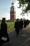 Members of the class of 2005 file onto the Great Lawn at the beginning of the graduation ceremony. - Photo by Kristen Nicole Sayres