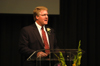 Dean of the School of Nursing Tim Smith encourages the nursing class of 2005 during nursing dedication service. - Photo by Morris Abernathy