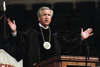 Dr. James S. Netherton, president, Carson-Newman College, delivers the commencement address, 'Ten Tips for Triumphant Living,' to the August, 2002 graduates of Union University. - Photo by Jim Veneman