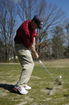 03/5/05 - After playing four years of baseball for Union, Jason Johnson works on this golf game as he will start his career as a golf pro after his Union graduation in May of 2005.