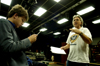 Professor David Burke directs Junior Nic Pfost and the rest of the cast during rehearsals of <i>Shadowlands</i>. - Photo by Kristen Nicole Sayres