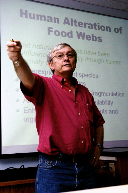 Biology professor James Huggins speaks on Environmental Ethics at the Urban Ecology Town & Gown Series.