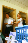 Freshman Emily Boecking moves in during Freshman Move-In with help from her father Mike Boecking. - Photo by Kristen Hiller