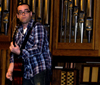 Alum Jason Hamlin performs with his band Scratch Track during chapel. - Photo by Kathleen Murray