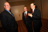 Union President David S. Dockery (center) visits with Christian Studies professor Greg Thornbury (right) and Craig Christina (left), pastor of First Baptist Church in Jackson, Tenn., during Union's dessert reception at the Southern Baptist Convention. - Photo by Morris Abernathy