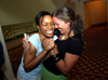 Alum Stephanie Lee & Reagan Carfield catch up at  Union's dessert reception during the Southern Baptist Convention. - Photo by Morris Abernathy