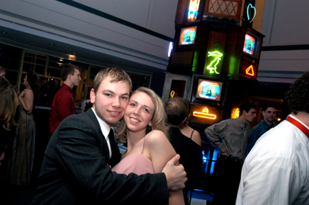 Freshmen Tyler Boykin and Andrea Clardy pose for a quick shot during Cardinal Ball 2005 at the Brooks Museum of Art in Memphis.