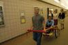 Arriving in style, junior filmmaker Nic Pfost is led into the 2004 Student Film Festival by chariot, driven by the brawny DMS junior Matt Brubaker. - Photo by Kristen Nicole Sayres