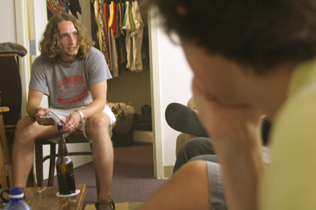 Resident Assistant D.L. Fruge' leads a Bible study during New Student Orientation.