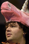 Sophomore Josh Clarke plays the role of the magical pony in the SAC Game Show during New Student Orientation. - Photo by Kathleen Murray