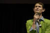 A slicked up Ronald Long entertains the crowd at the SAC Game Show during New Student Orientation. - Photo by Kathleen Murray
