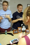 08/30/05 - Sophomores Julie Mitchell and Brian Burns describe GO Trips to new students at the Student Life Fair during New Student Orientation. - Kyle Kurlick