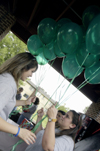 Junior Annie Oliver and Senior Karyn Caldwell prepare decorations in the Sugar Shack for Kappa Delta's ice cream social for National Women's Friendship Day. - Photo by Kathleen Murray