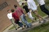 Sophomore Brent Parrish leads a group of prospective students and their families to the residence life complex on a Preview Day. - Photo by Kathleen Murray