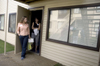 A prospective student and her mother emerge from looking at a dorm room during their tour of Union's campus on a Preview Day. - Photo by Kathleen Murray