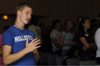 09/23/05 - Freshman Dustin Colbey worships during a chapel service. - Kathleen Murray