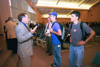 Wheaton Provost Stan Jones takes time to speak with a few Union students shortly after his chapel address. - Photo by Jim Veneman