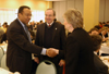 03/8/05 - President and Mrs. Dockery welcome journalist Clarence Page to the Union Forum.