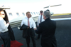 09/27/05 - President Dockery welcomes Senator Bob Dole to Jackson earlier in the afternoon before the 9th Annual Scholarship Banquet.