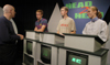 Mark Inman, Casey Yates and Rachel Lovell interact with host Steve Beverly during a practice run of the Head2Head gameshow. - Photo by Heather Phillips
