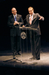 Senator Dole answers questions following his remarks at the 9th Annual Scholarship Banquet. - Photo by Brad Moore