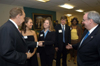 09/27/05 - Bob Dole visits with Union students Katie Daniel (center) and Annie Ross (right) prior to the 9th Annual Scholarship Banquet.