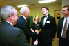 10/1/02 - President Dockery introduces Dr. Ann Livingstone, Sophomore Matt Dickey, Dr. Sean Evans to James Baker before the Sixth Annual Scholarship Banquet.