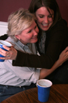 Sophomore Kirby Maxwell thanks Dr. Pam Sutton for having students over at her house for a soup dinner. - Photo by Kyle Kurlick