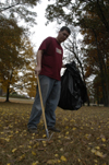 Neal Rager, coordinator of student leadership development, supervised a litter collection effort on campus during Day of Remembrance. - Photo by Kathleen Murray