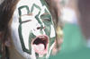 Freshman Katie Morgan displays her Kappa Delta colors at the Greek Olympics. - Photo by Kathleen Murray
